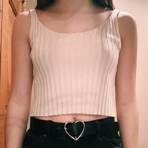 Tan/Cream Ribbed Tank Top